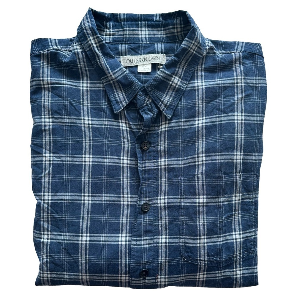 Outerknown NWT Oxford Long Sleeve Men’s Navy Plaid Size M